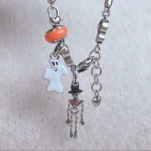 HALLOWEEN THEMED SILVER CHARM BRACELET